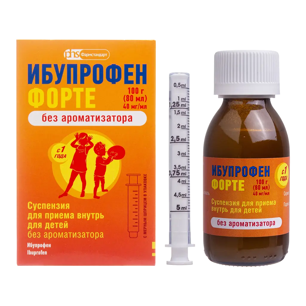 Ибупрофен Форте, 40 мг/мл, суспензия для приема внутрь, 100 г, 1 шт, без аромата фото