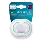 AVENT Ultra Air пустышка силиконовая ортодонтическая с футляром, 0-6 месяцев, 1 шт, арт. SCF086/04 фото