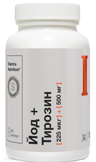 Elentra Nutrition Йод + Тирозин, 225 мкг + 500 мг, капсулы, 60 шт. фото