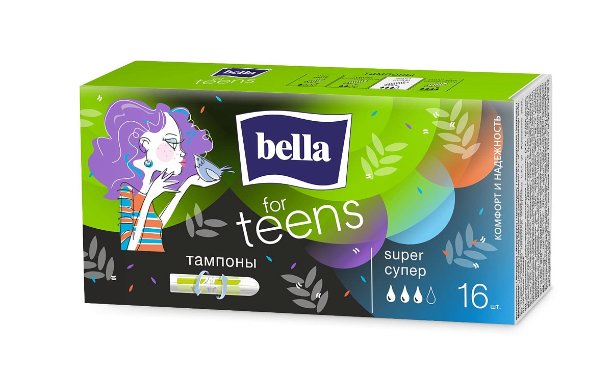 Bella for teens Супер, тампоны женские гигиенические, 16 шт, 3 капли фото
