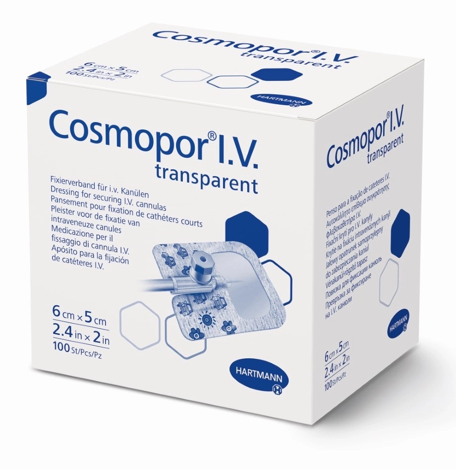Cosmopor I.V. Transparent Повязка пластырного типа для фиксации канюль, 6 см х 5 см, повязка стерильная, 100 шт, прозрачная фото