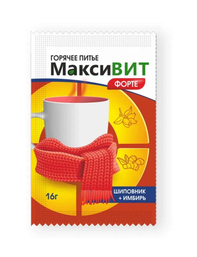 Максивит Горячее питье форте, порошок для приема внутрь, 16 г, 1 шт, шиповник + имбирь фото