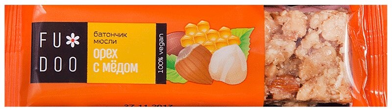 Фудо Батончик мюсли, 35 г, 1 шт, орех мед фото