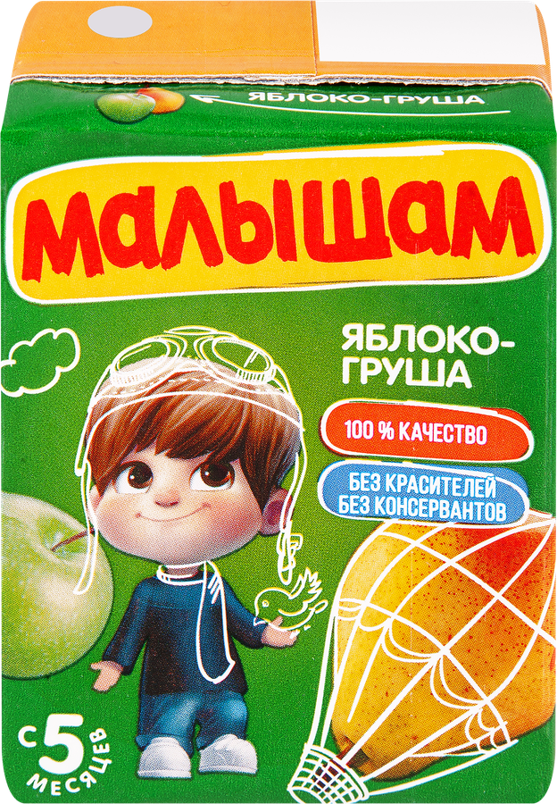 Малышам нектар неосветленный, 200 мл, 1 шт, яблоко + груша фото