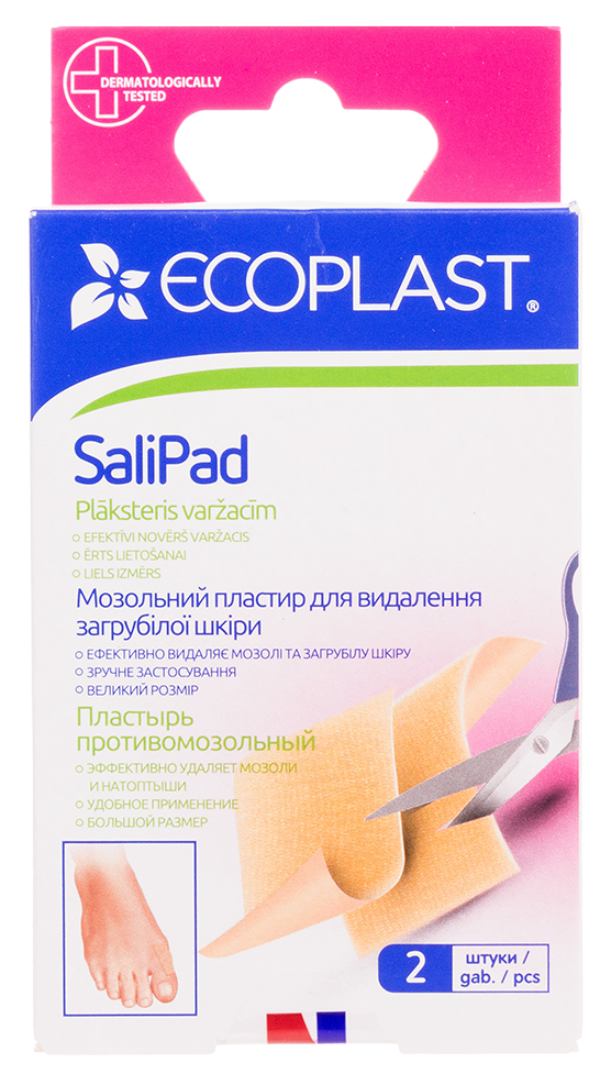 Ecoplast SaliPad Пластырь противомозольный, 40 х 60 мм, 2 шт, при сухих мозолях и натоптышах фото