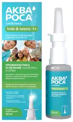 АкваРоса Капелька, 0.9%, спрей назальный, 50 мл, 1 шт. фото