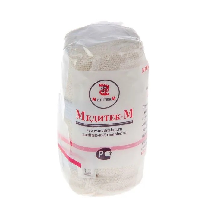 Медитек Бинт эластичный медицинский компрессионный, 8 см х 1 м, бинт эластичный, 1 шт, с застежкой, высокой растяжимости фото