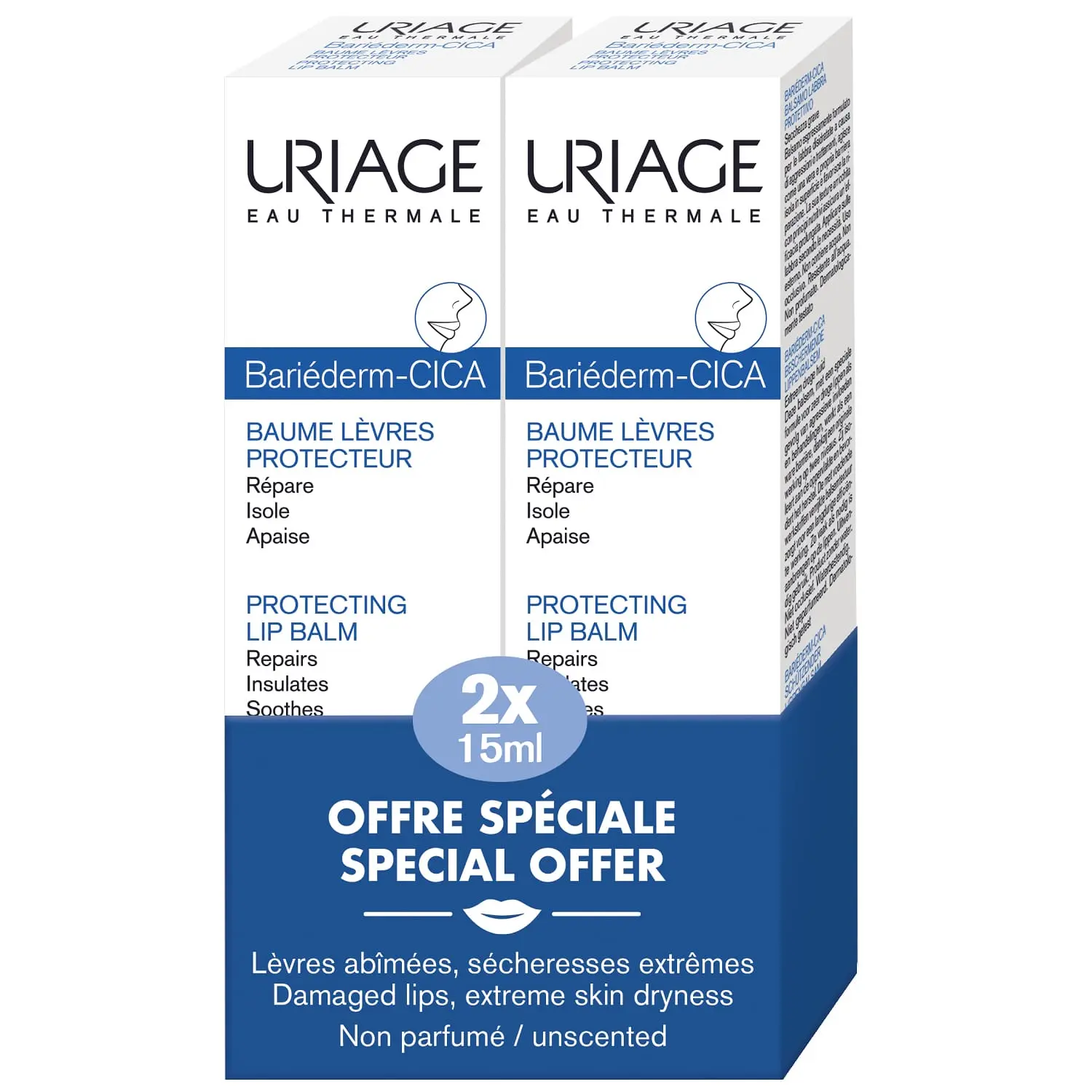 Uriage Bariederm Cica Бальзам для губ восстанавливающий, бальзам для губ, 15 мл, 2 шт. фото