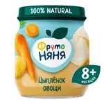 Фрутоняня детское пюре, пюре, 100 г, 1 шт, цыпленок + рис + овощи фото