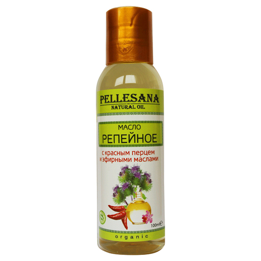 PELLESANA Масло репейное, масло косметическое, 100 мл, 1 шт, с красным перцем и эфирными маслами фото