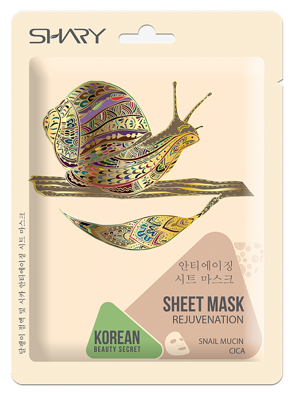 Shary маска на тканевой основе Муцин улитки и центелла азиатская, маска для лица, 1 шт, для всех типов кожи фото