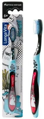 Longa Vita Junior, щетка зубная, 1 шт, цвет в ассортименте, мягкая щетина, для детей от 6 лет, арт. 901 фото