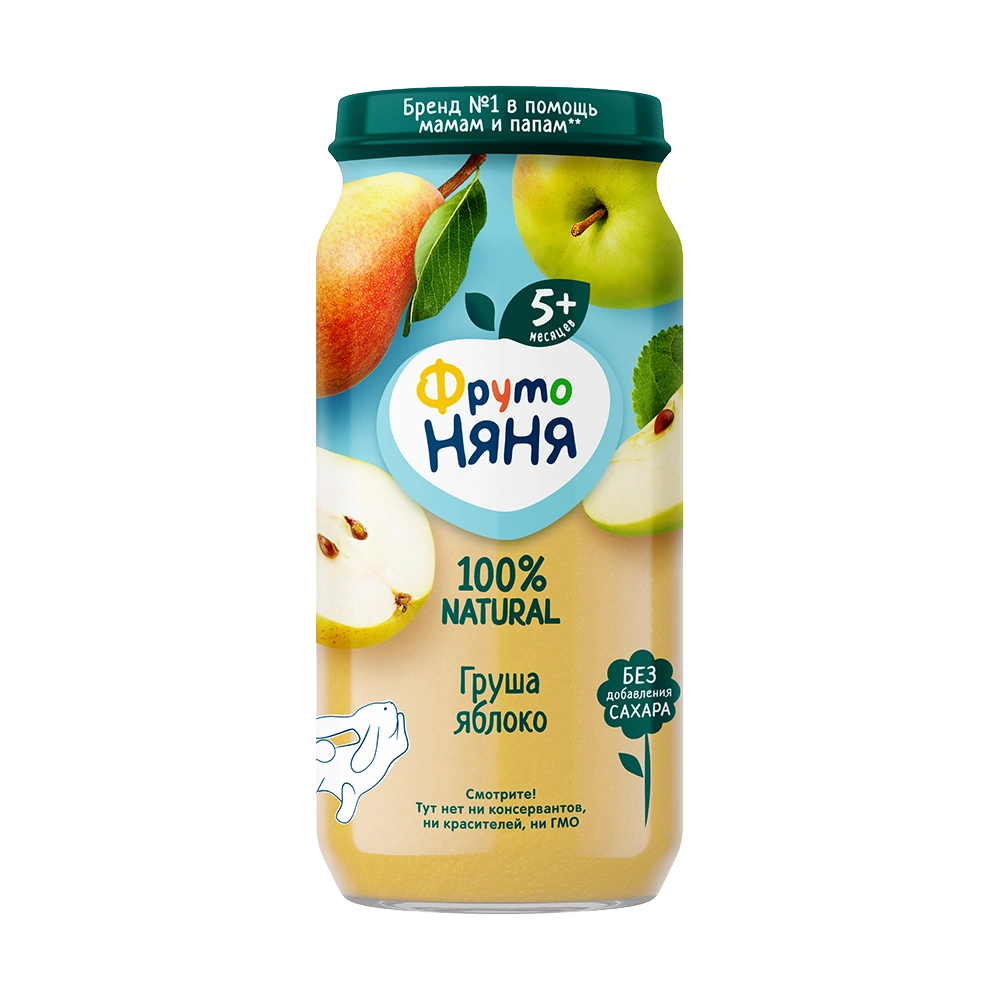 Фрутоняня детское пюре, пюре, 250 г, 1 шт, яблоко + груша фото