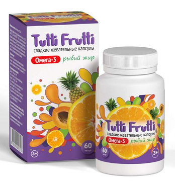 Tutti Frutti Омега 3, 500 мг, капсулы жевательные, 60 шт. фото