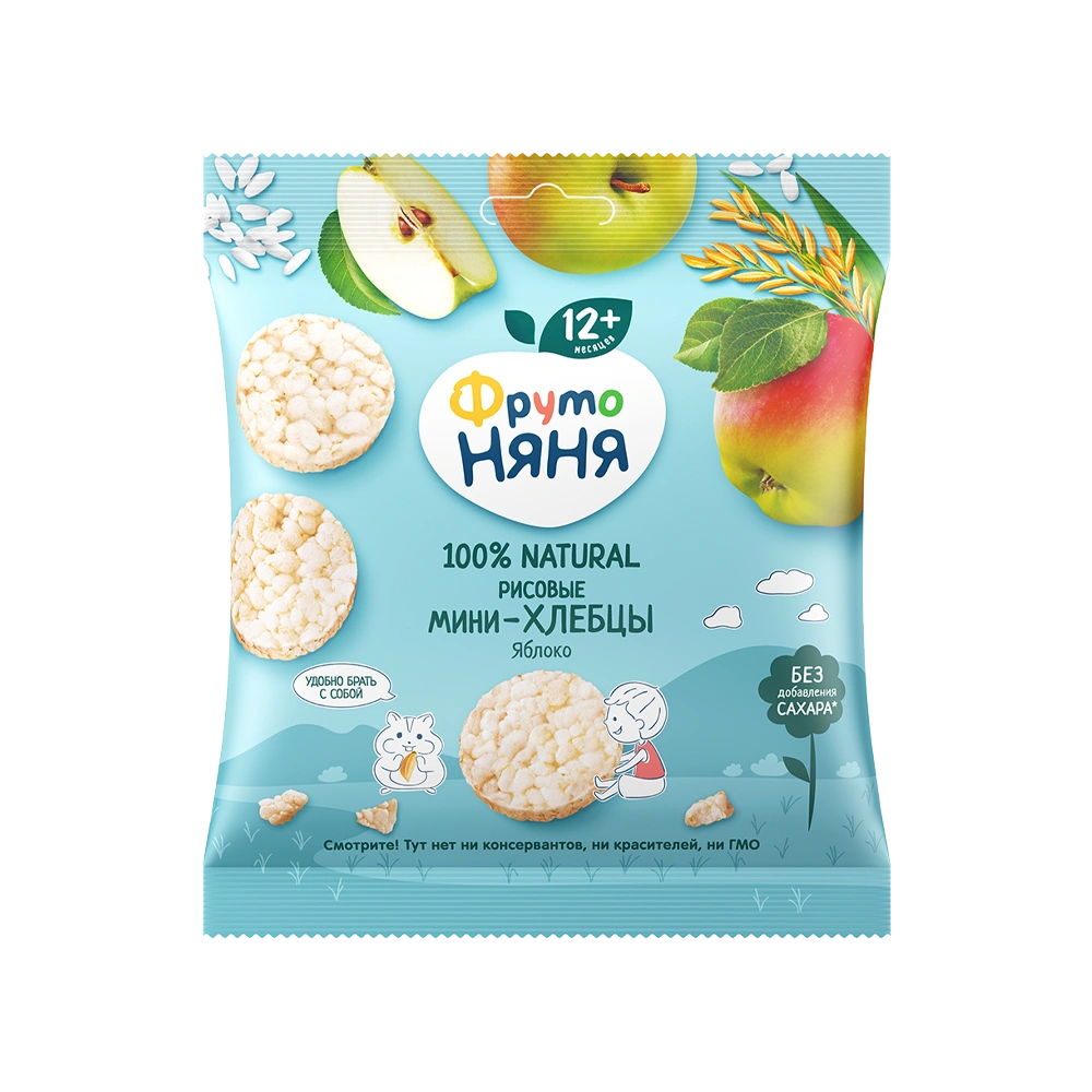 Фрутоняня Мини-хлебцы рисовые, хлебцы, 30 г, 1 шт, яблоко фото