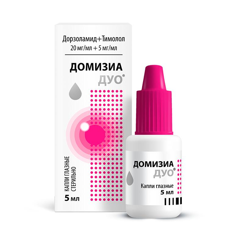 Домизиа Дуо, 20мг/мл+5мг/мл, капли глазные, 5 мл, 1 шт. фото