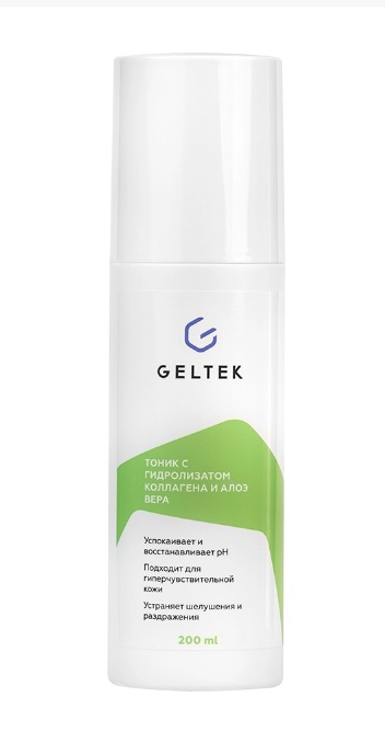 Geltek Anti-age увлажняющий тоник для лица, тоник, 200 мл, 1 шт, с гидролизатом коллагена и алоэ вера фото