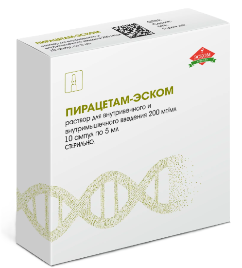Пирацетам-Эском, 200 мг/мл, раствор для внутривенного и внутримышечного введения, 5 мл, 10 шт. фото