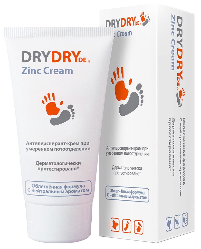 Dry Dry de Zinc Cream, антиперспирант-крем, 50 мл, 1 шт, с цинком, при умеренном потоотделении фото