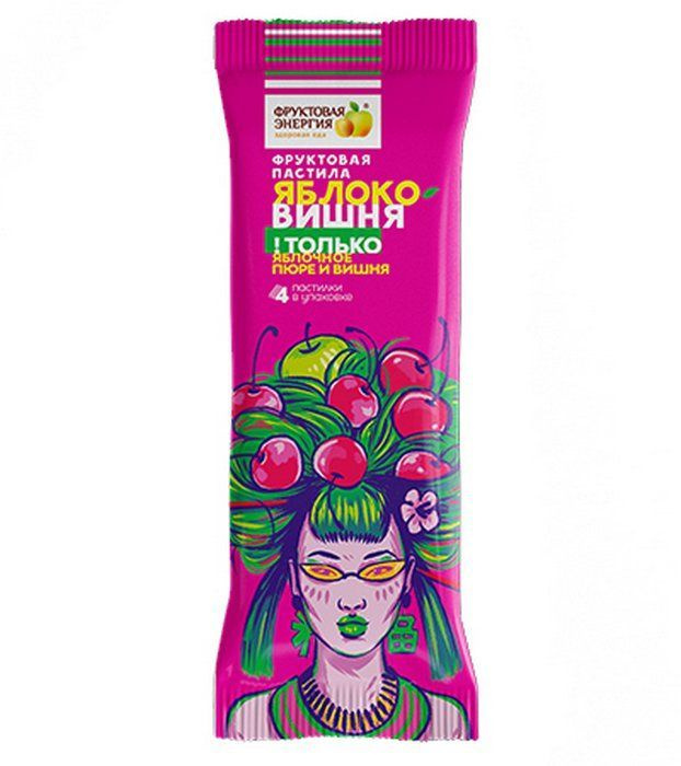 Фруктовая энергия Пастила фруктовая, 30 г, 1 шт, яблоко + вишня фото