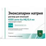 Эноксапарин натрия, 4000 анти-Ха МЕ/0.4 мл, раствор для инъекций, 0.4 мл, 5 шт. фото 