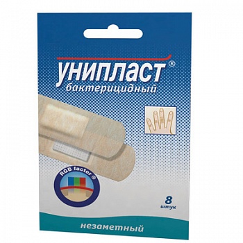 Унипласт Лейкопластырь бактерицидный незаметный, 1.9 см х 7.2 см, пластырь, 8 шт. фото