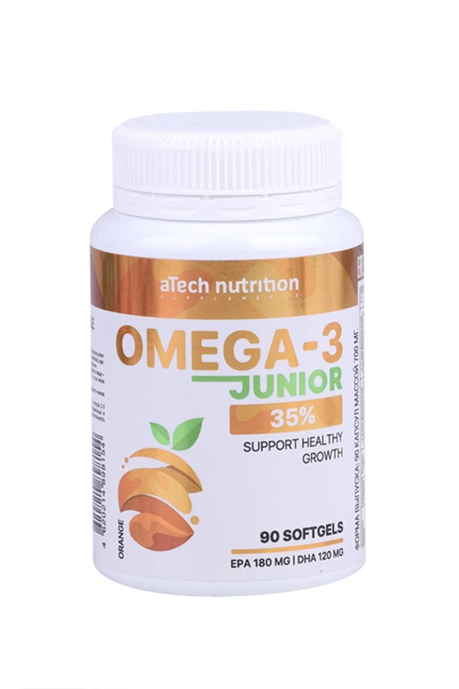Atech nutrition Junior Омега-3 35%, капсулы, 90 шт, апельсин фото