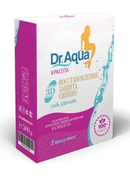 Dr Aqua Соль для ванн морская природная, соль для ванн, 500 г, 2 шт, календула фото