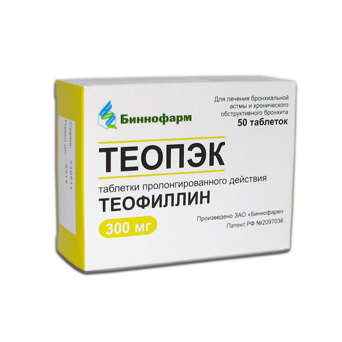 Теопэк, 300 мг, таблетки пролонгированного действия, 50 шт. фото