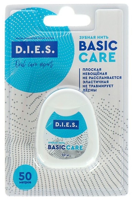 D.I.E.S. Basic care Зубная нить плоская невощеная, 50 м, нить зубная, 1 шт. фото