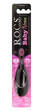 ROCS Baby neon зубная щетка для детей от 0 до 3 лет, щетка зубная, 1 шт, мягкая фото 