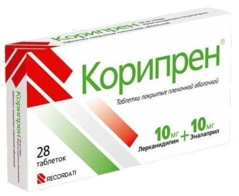 Корипрен, 10 мг+10 мг, таблетки, покрытые пленочной оболочкой, 28 шт. фото