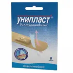 Унипласт Лейкопластырь бактерицидный влагостойкий, 1.9 см х 7.2 см, пластырь медицинский, 8 шт, набор фото