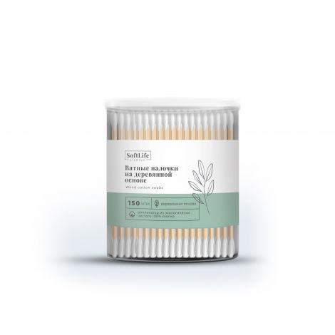 СофтЛайф Премиум ватные палочки, 150 шт, на деревянной основе фото