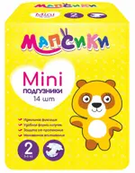 Мапсики Подгузники детские, р. mini, 14 шт, 3-6 кг фото 2