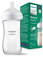 Avent Natural Response Бутылочка для кормления стеклянная, 240 мл, 1 шт, средний поток, арт. SCY933/01 фото