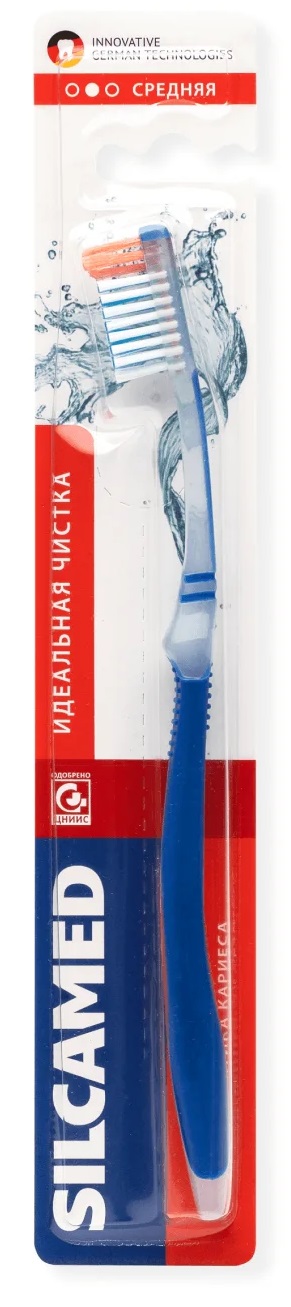 Silcamed Идеальная чистка, щетка зубная, 1 шт, цвет в ассортименте, средней жесткости фото