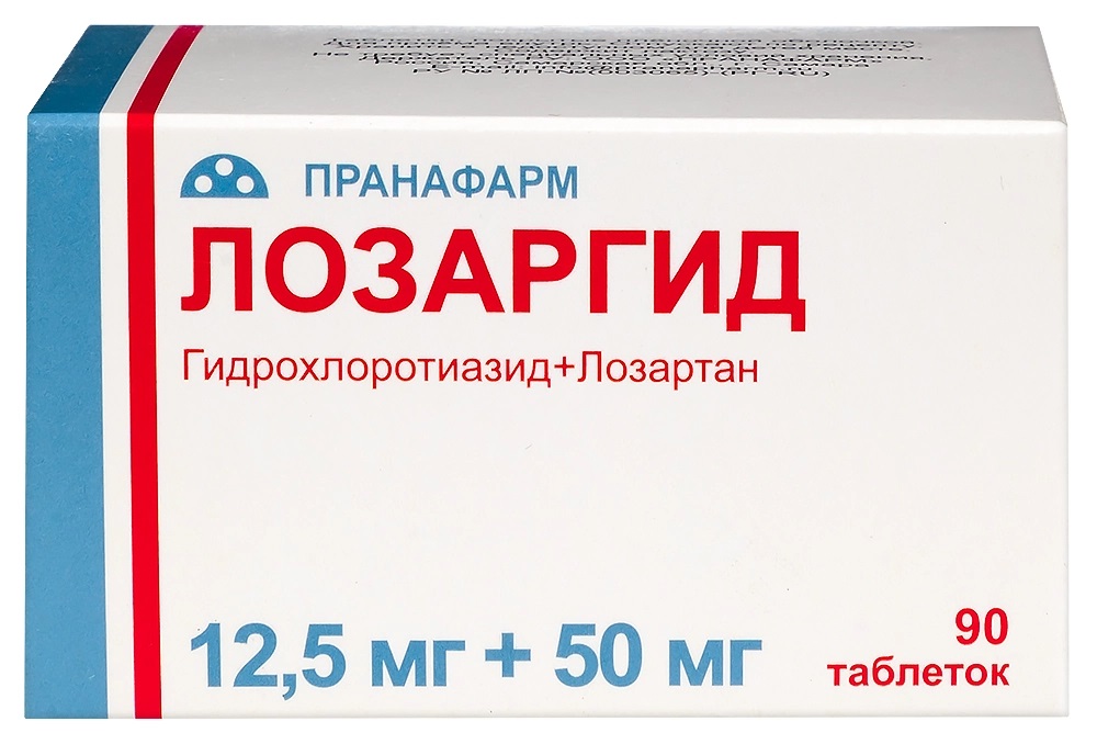Лозаргид, 12.5 мг+50 мг, таблетки, покрытые пленочной оболочкой, 90 шт. фото
