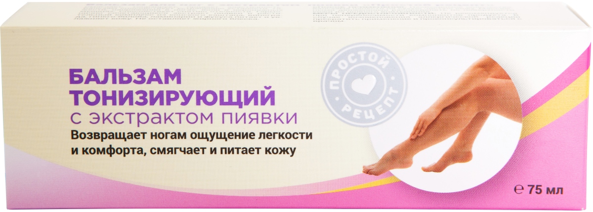 Простой рецепт Бальзам тонизирующий с экстрактом пиявки, гель для тела, 75 мл, 1 шт. фото