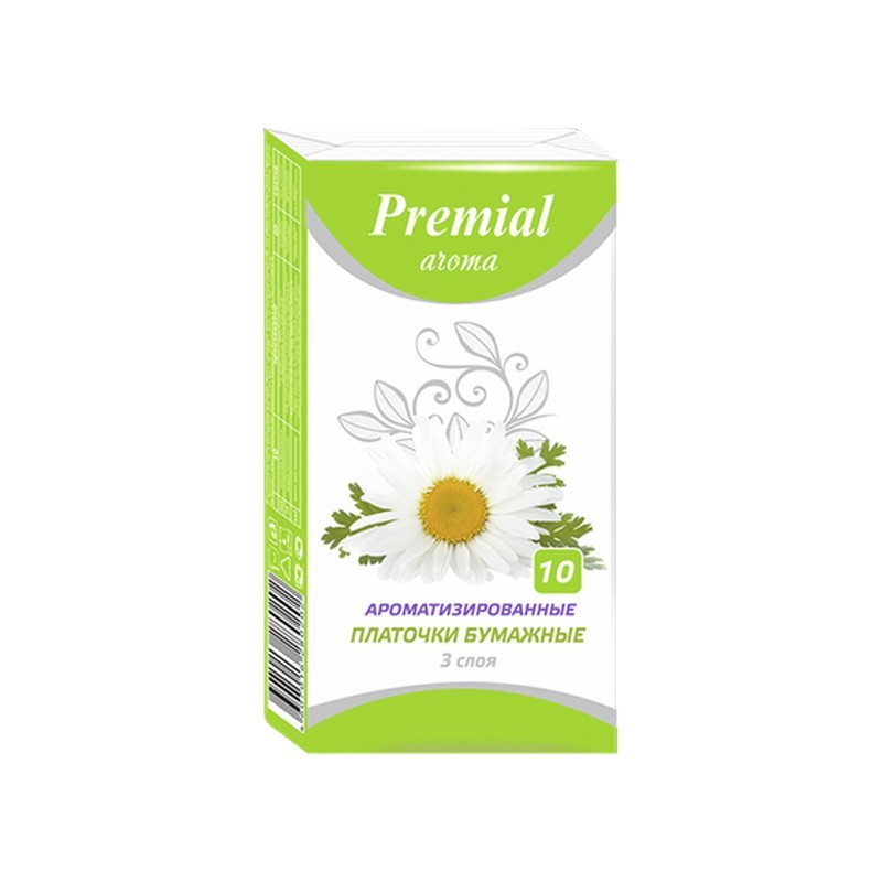 Premial платки носовые бумажные, 10 шт, ромашка фото