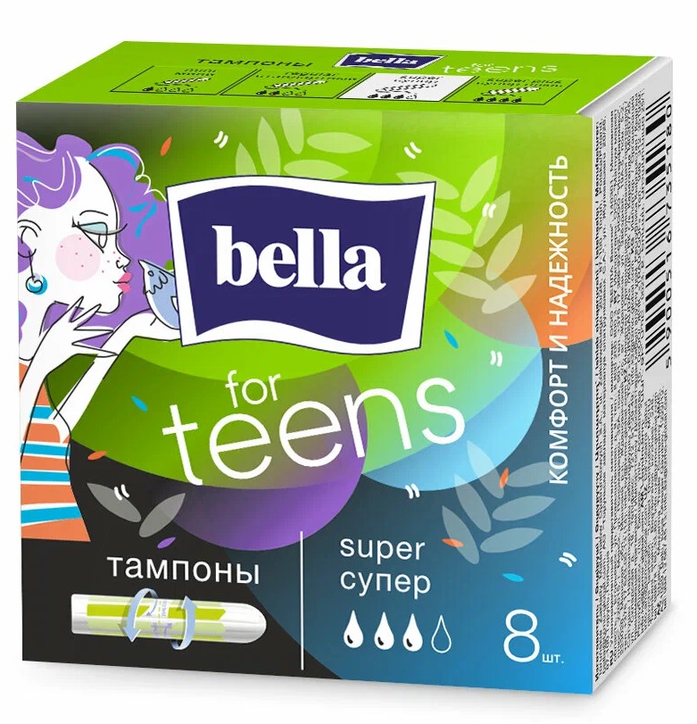 Bella for teens Супер, тампоны женские гигиенические, 8 шт, 3 капли фото