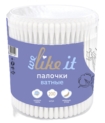 Лайк Ватные палочки, ватные палочки в стакане, 200 шт. фото