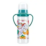 Курносики Бутылочка с ручками и силиконовой соской 6 мес+, 250 мл, 1 шт, цвет в ассортименте, с рисунком, арт. 11113 фото