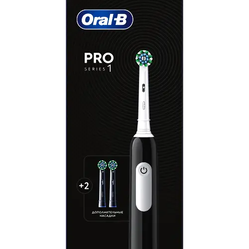 Oral-b pro series 1 зубная щетка электрическая черная тип 3791 с 2 насадками cross action black, щетка зубная, 1 шт. фото