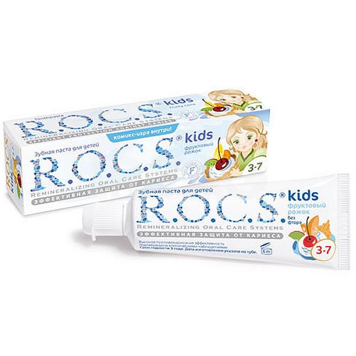 ROCS Kids, паста зубная, 45 г, 1 шт, фруктовый рожок (со вкусом мороженого), без фтора фото
