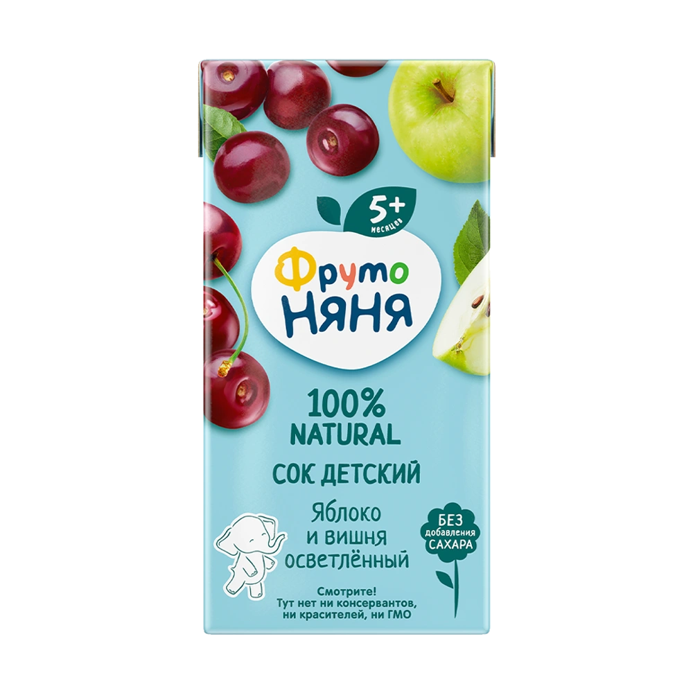 Фрутоняня сок, сок, 200 мл, 1 шт, яблоко + вишня, осветленный фото