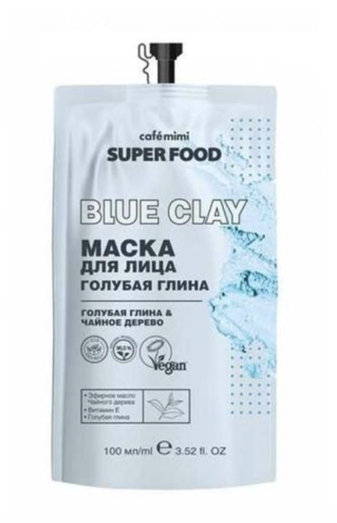 Cafe mimi маска для лица зоны декольте Голубая глина, маска, 100 мл, 1 шт. фото