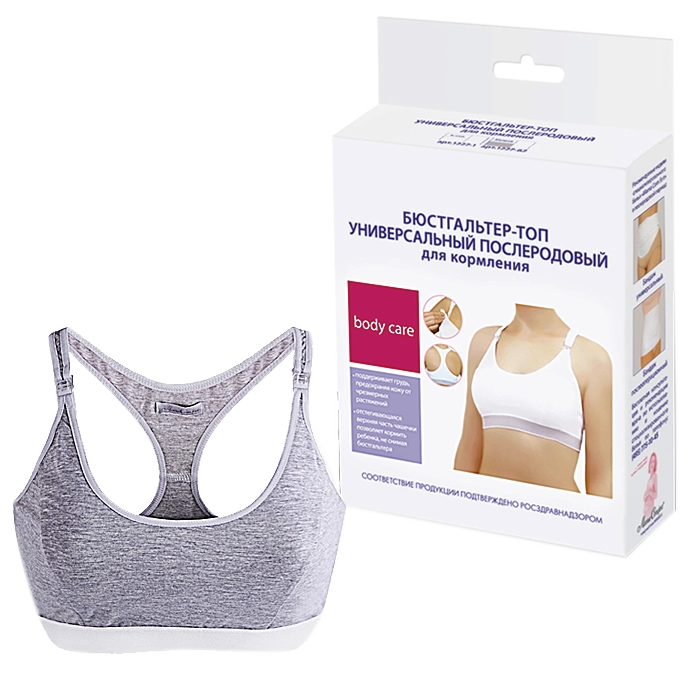 Mama Comfort бюстгальтер-топ универсальный для кормления послеродовый, р. 85B, 1 шт, серый меланж фото