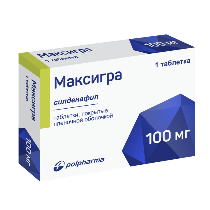 Максигра, 100 мг, таблетки, покрытые пленочной оболочкой, 1 шт. фото