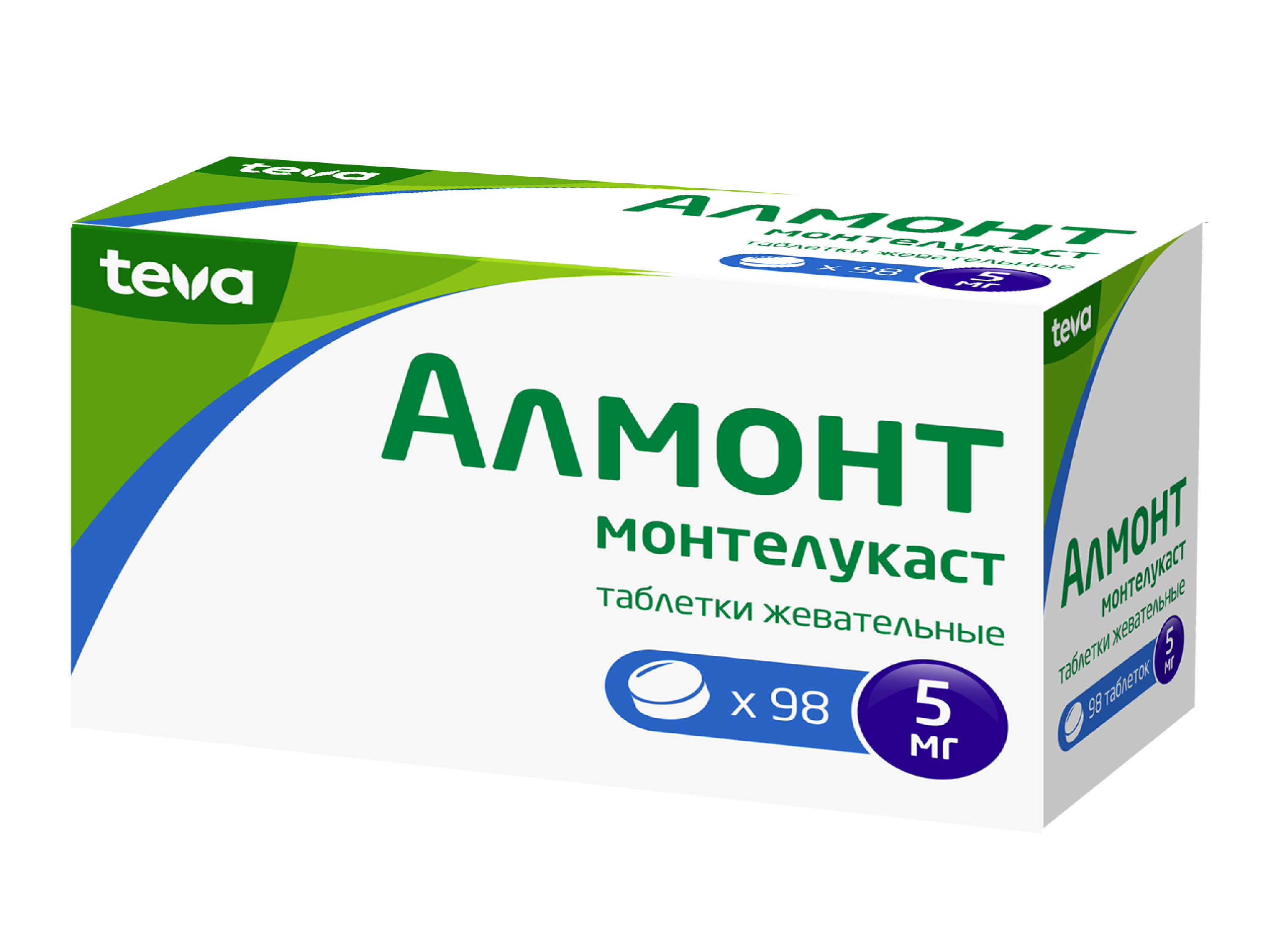 Алмонт, 5 мг, таблетки жевательные, 98 шт. фото